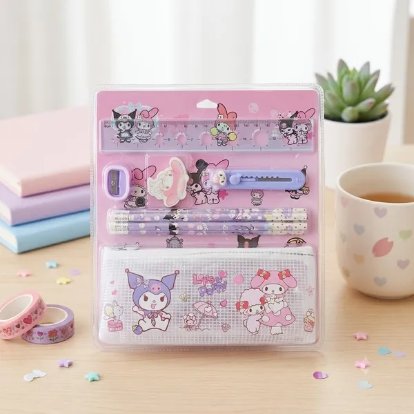 Kuromi_And_My_Melody_Character_Stationery_Set_In_Transparent_Case