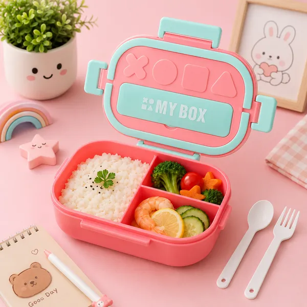 Pink_Mint_Plastic_Multi-Compartment_Lunch_Box_With_Cutlery_For_Kids