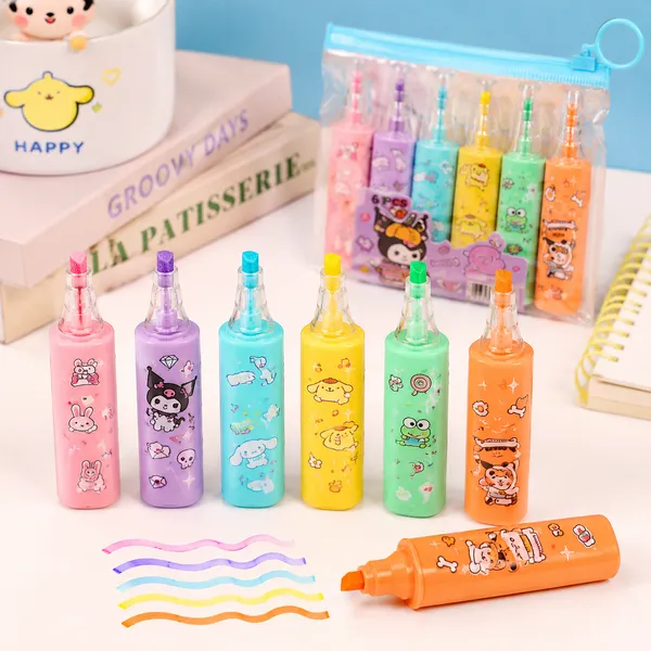 Multicolor_Bottle-Shaped_Cartoon_Character_Highlighter_Pen_Set_Of_6