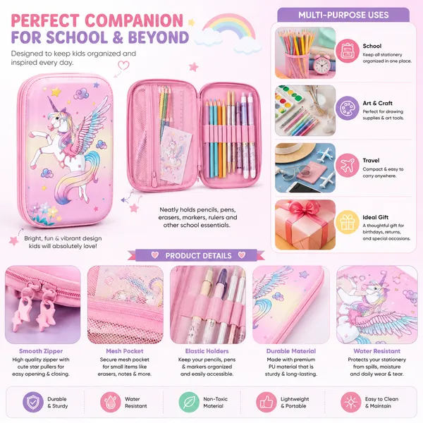 Blue_Eva_Hardshell_Unicorn_Rainbow_Zipper_Pencil_Case_For_Kids