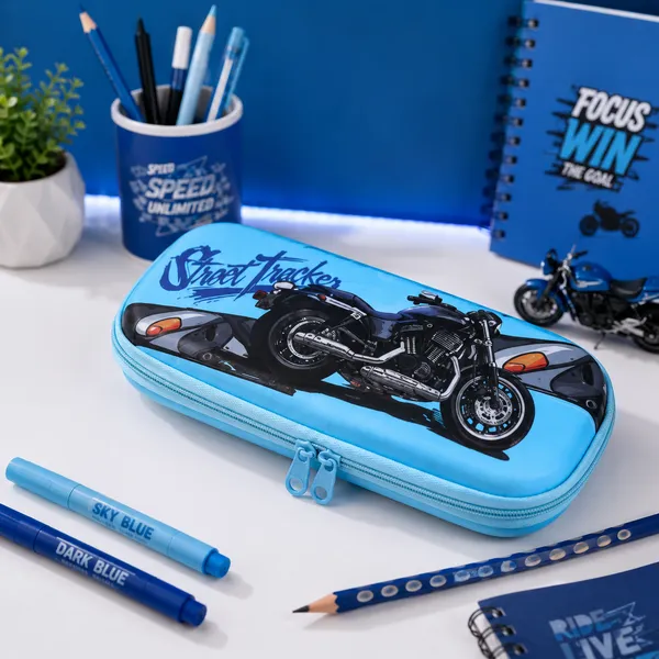 Blue_Eva_Motorcycle_Print_Zippered_Pencil_Pouch_For_Kids