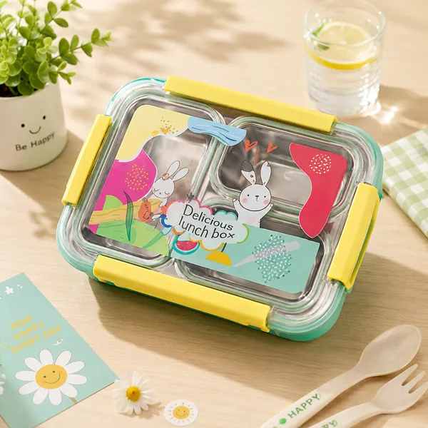 Silver_Plastic_Cartoon_Bunny_Multi-Compartment_Lunch_Box_For_Kids