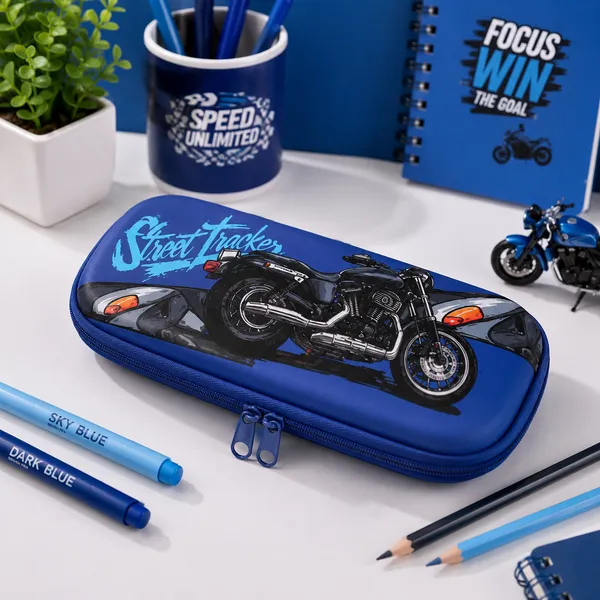 Blue_Eva_Hard_Shell_Motorcycle_Print_Zippered_Pencil_Pouch_For_Kids