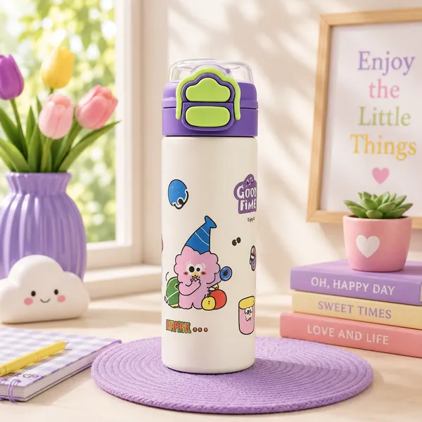 Stainless_Steel_White_Cartoon_Print_Insulated_Water_Bottle_Purple_Lid