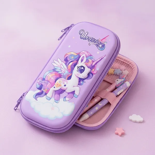Purple_Eva_Hard_Shell_Unicorn_Print_Zippered_Pencil_Case_For_Girls