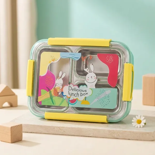 Silver_Plastic_Cartoon_Bunny_Multi-Compartment_Lunch_Box_For_Kids