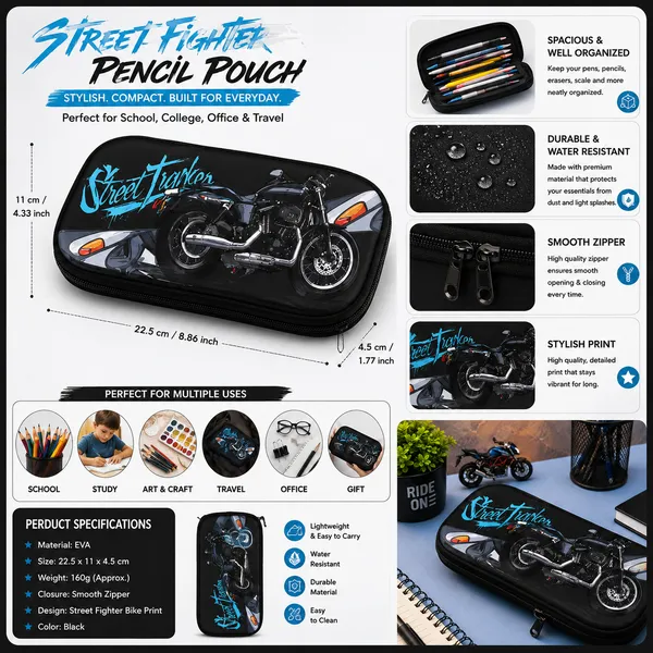 Black_Eva_Hard_Shell_Motorcycle_Print_Zippered_Pencil_Pouch_For_Kids