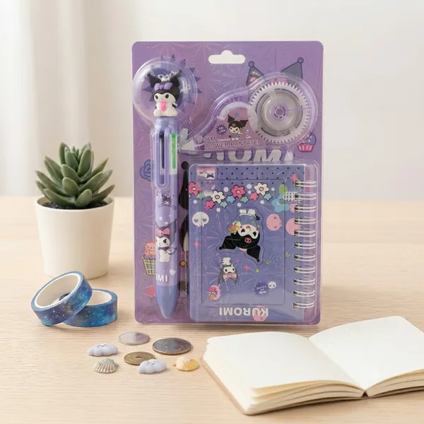 Purple_Cat_Character_Stationery_Set_With_Multicolor_Pen_And_Notebook