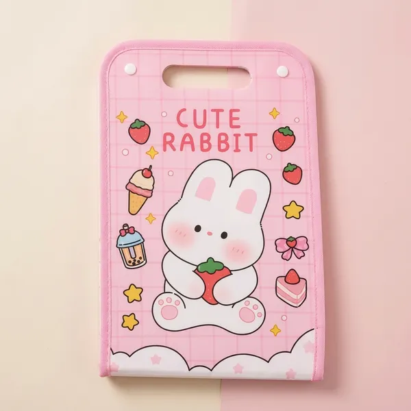 Pink_Plastic_Cute_Rabbit_Print_Portable_Clipboard_Storage_Case_For_Kids