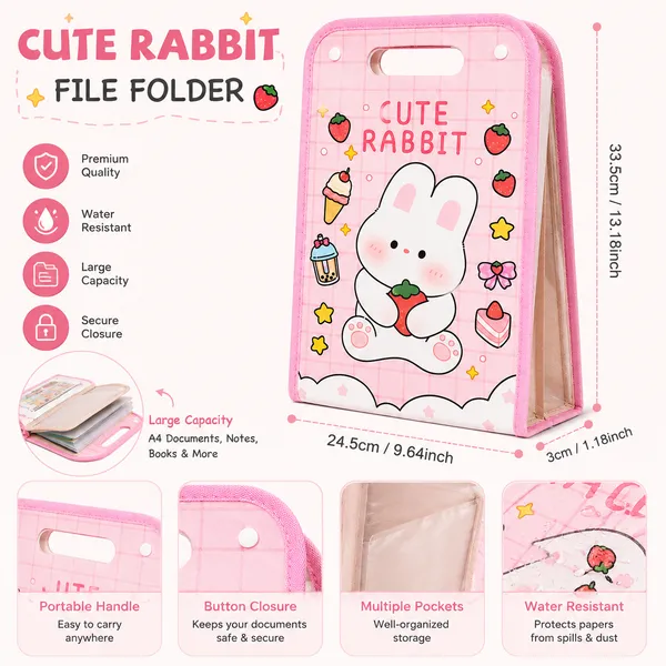 Pink_Plastic_Cute_Rabbit_Print_Portable_Clipboard_Storage_Case_For_Kids