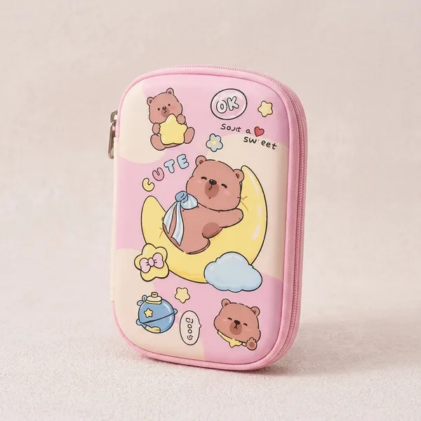 Pink_Polyester_Kawaii_Bear_Print_Zipper_Pencil_Pouch_For_Girls