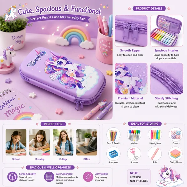 Purple_Eva_Hard_Shell_Unicorn_Print_Zippered_Pencil_Case_For_Girls