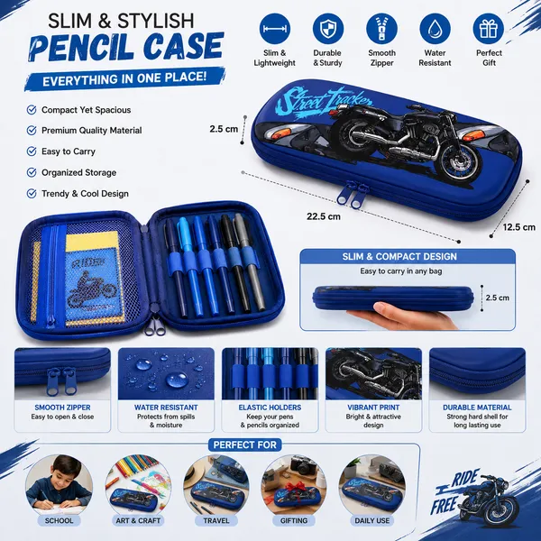 Blue_Eva_Hard_Shell_Motorcycle_Print_Zippered_Pencil_Pouch_For_Kids
