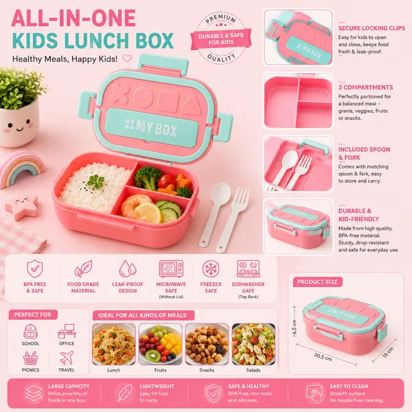 Pink_Mint_Plastic_Multi-Compartment_Lunch_Box_With_Cutlery_For_Kids