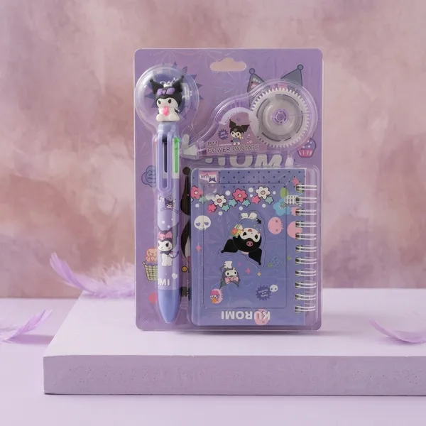 Purple_Cat_Character_Stationery_Set_With_Multicolor_Pen_And_Notebook