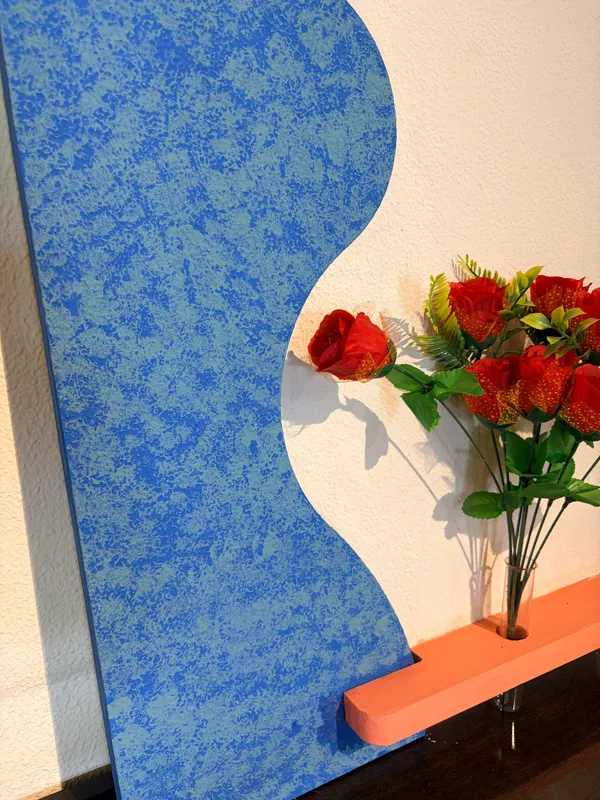 Cream_And_Blue_Ply_And_Mdf_With_Texture_Paint_Decorative_Wall_Mounted_Wall_Decor_With_Led_Light