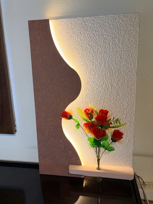 Cream_And_Brown_Ply_And_Mdf_With_Texture_Paint_Decorative_Wall_Mounted_Wall_Decor_With_Led_Light