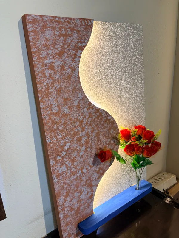 Cream_And_Brown_Ply_And_Mdf_With_Texture_Paint_Decorative_Wall_Mounted_Wall_Decor_With_Led_Light