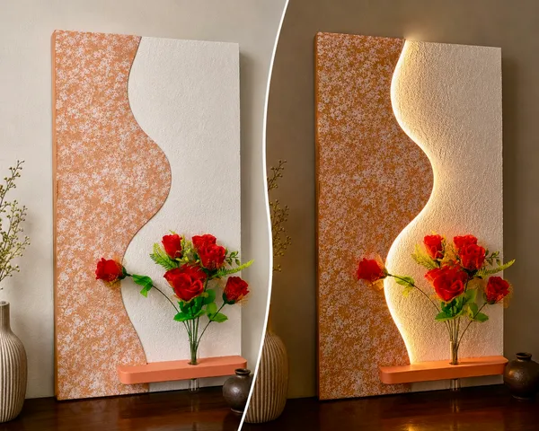 Cream_And_Brown_Ply_And_Mdf_With_Texture_Paint_Decorative_Wall_Mounted_Wall_Decor_With_Led_Light