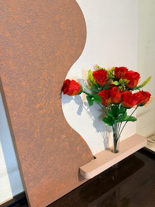 Cream_And_Brown_Ply_And_Mdf_With_Texture_Paint_Decorative_Wall_Mounted_Wall_Decor_With_Led_Light