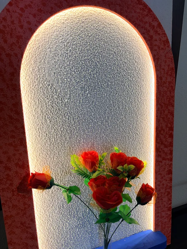 Cream_And_Peach_Ply_And_Mdf_With_Texture_Paint_Decorative_Wall_Mounted_Wall_Decor_With_Led_Light