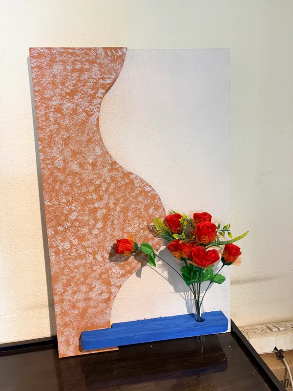 Cream_And_Brown_Ply_And_Mdf_With_Texture_Paint_Decorative_Wall_Mounted_Wall_Decor_With_Led_Light