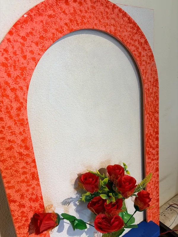 Cream_And_Peach_Ply_And_Mdf_With_Texture_Paint_Decorative_Wall_Mounted_Wall_Decor_With_Led_Light
