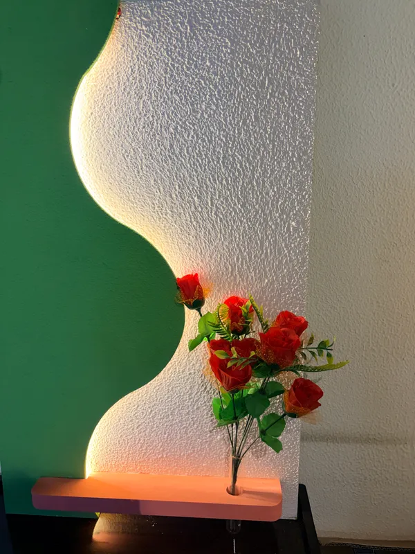 Cream_And_Green_Ply_And_Mdf_With_Texture_Paint_Decorative_Wall_Mounted_Wall_Decor_With_Led_Light