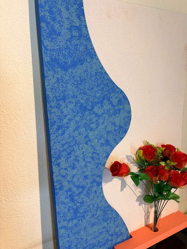 Cream_And_Blue_Ply_And_Mdf_With_Texture_Paint_Decorative_Wall_Mounted_Wall_Decor_With_Led_Light