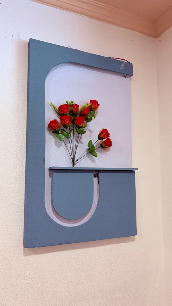 Cream_And_Sea_Blue_Ply_And_Mdf_With_Texture_Paint_Decorative_Wall_Mounted_Wall_Decor_With_Led_Light