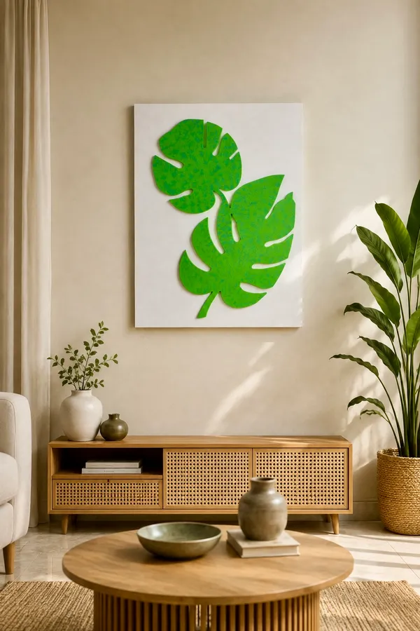 Cream_And_Green_Ply_And_Mdf_With_Texture_Paint_Wall_Decor_Panel