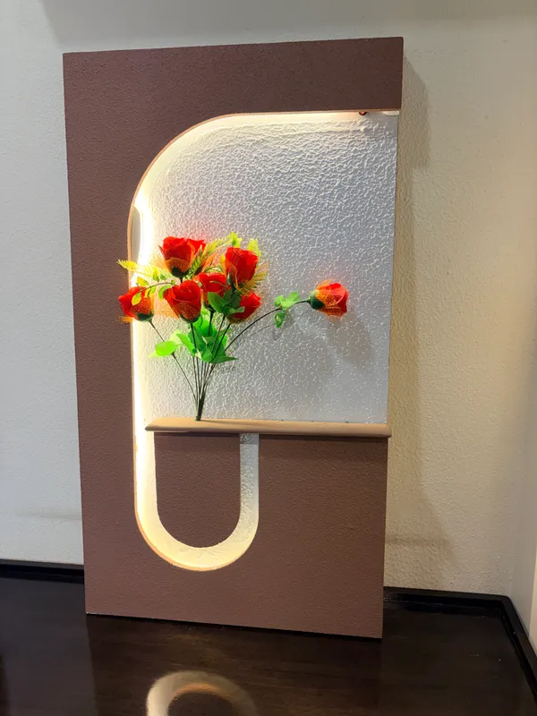 Cream_And_Brown_Ply_And_Mdf_With_Texture_Paint_Decorative_Wall_Mounted_Wall_Decor_With_Led_Light
