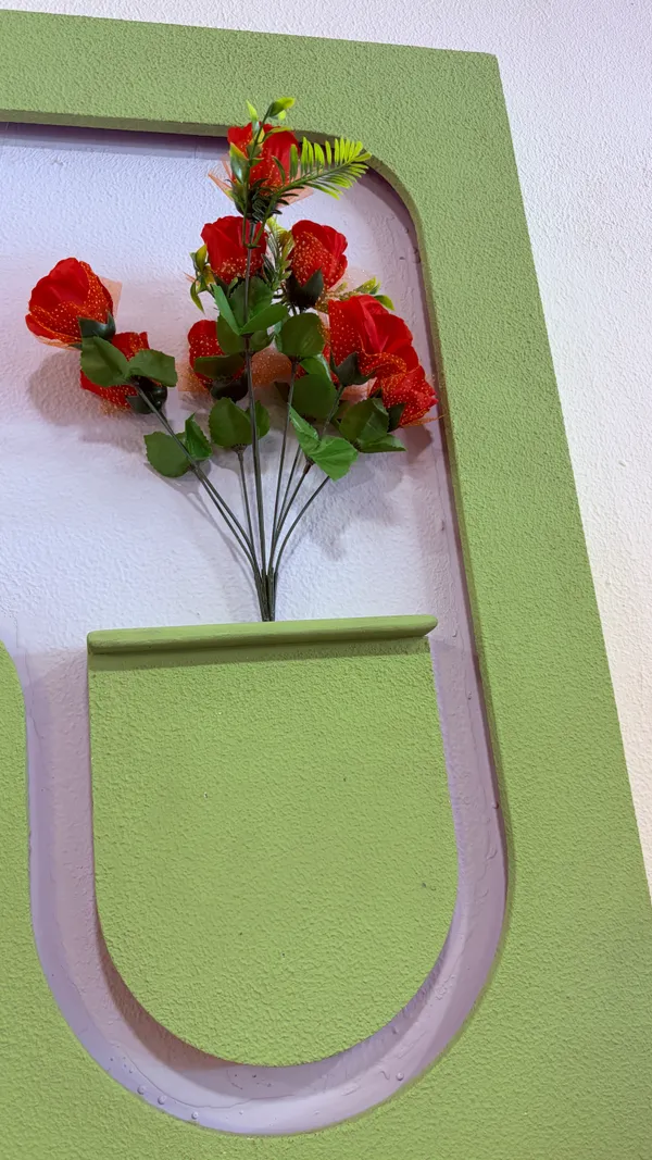 Cream_And_Green_Ply_And_Mdf_With_Texture_Paint_Decorative_Wall_Mounted_Wall_Decor_With_Led_Light