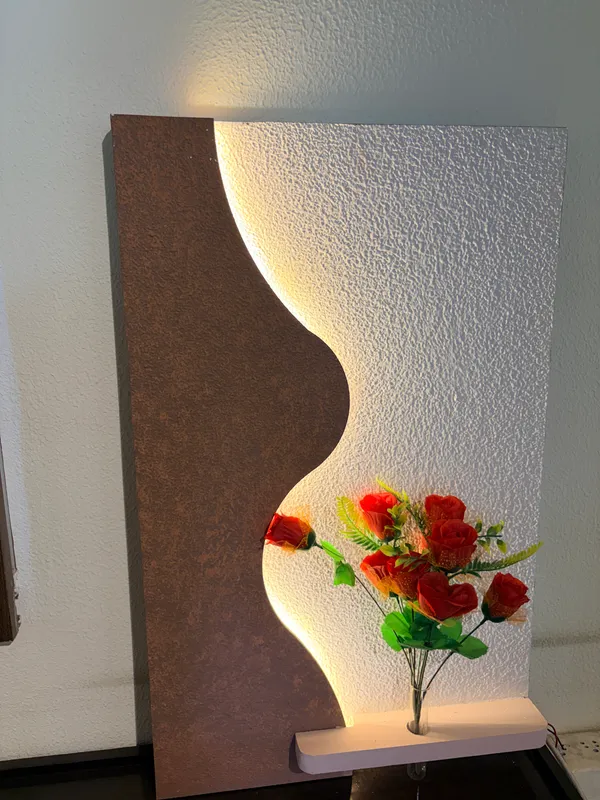 Cream_And_Brown_Ply_And_Mdf_With_Texture_Paint_Decorative_Wall_Mounted_Wall_Decor_With_Led_Light
