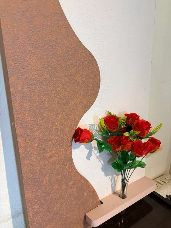 Cream_And_Brown_Ply_And_Mdf_With_Texture_Paint_Decorative_Wall_Mounted_Wall_Decor_With_Led_Light