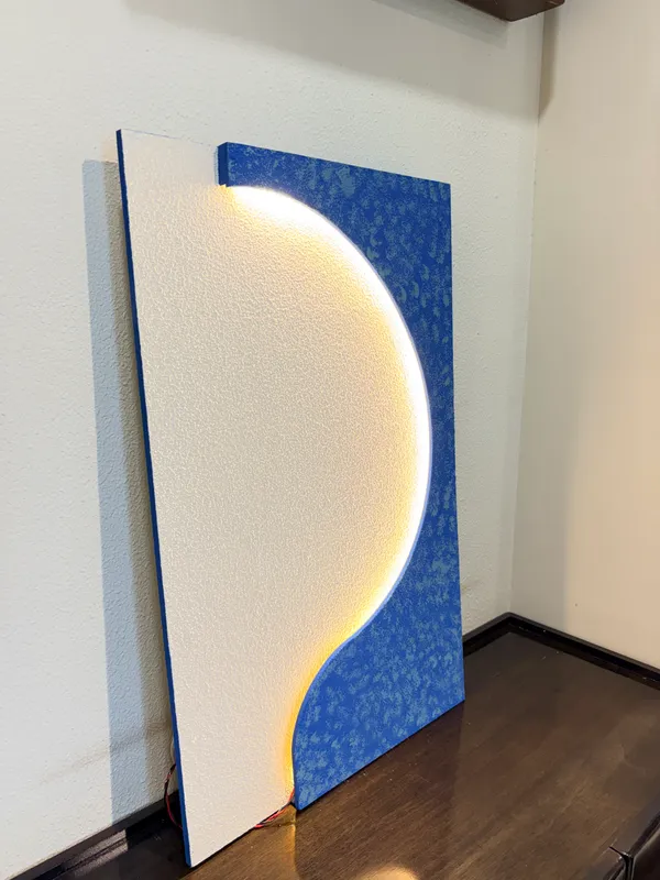 Cream_And_Blue_Ply_And_Mdf_With_Texture_Paint_Decorative_Wall_Mounted_Wall_Decor_With_Led_Light