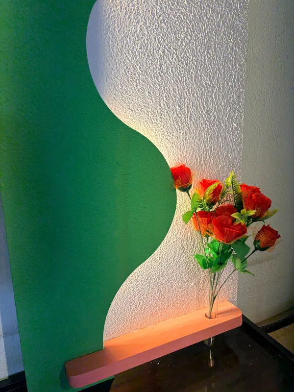 Cream_And_Green_Ply_And_Mdf_With_Texture_Paint_Decorative_Wall_Mounted_Wall_Decor_With_Led_Light