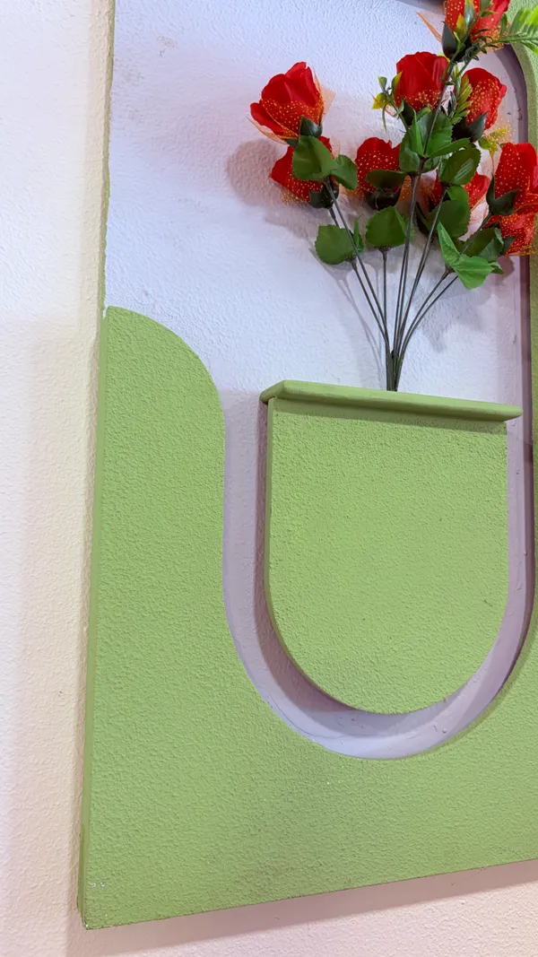 Cream_And_Green_Ply_And_Mdf_With_Texture_Paint_Decorative_Wall_Mounted_Wall_Decor_With_Led_Light