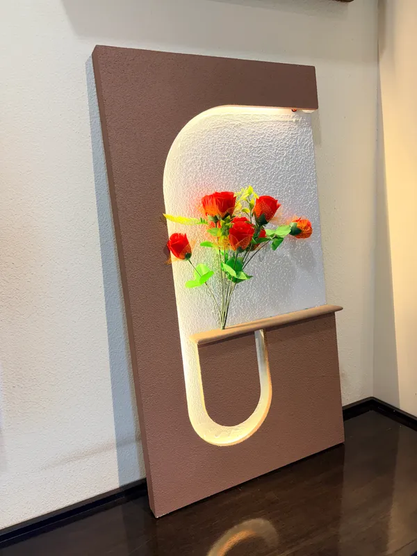 Cream_And_Brown_Ply_And_Mdf_With_Texture_Paint_Decorative_Wall_Mounted_Wall_Decor_With_Led_Light