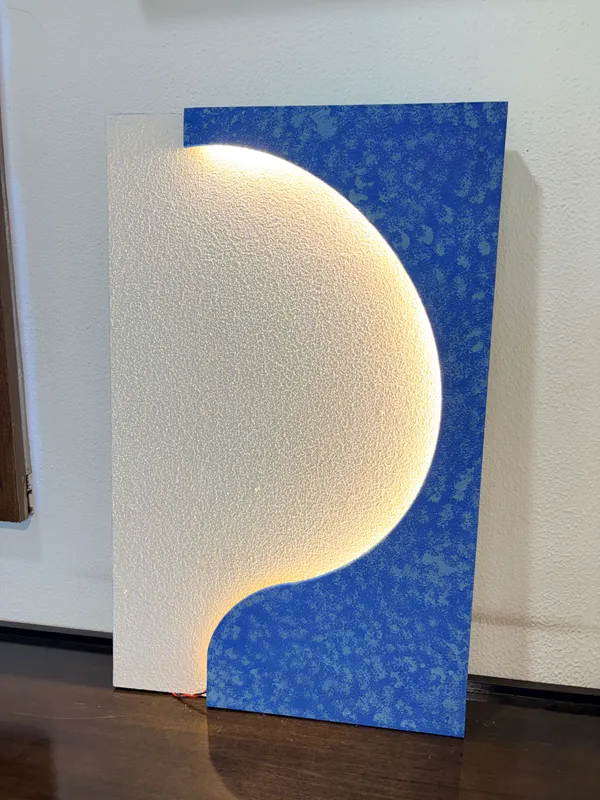 Cream_And_Blue_Ply_And_Mdf_With_Texture_Paint_Decorative_Wall_Mounted_Wall_Decor_With_Led_Light