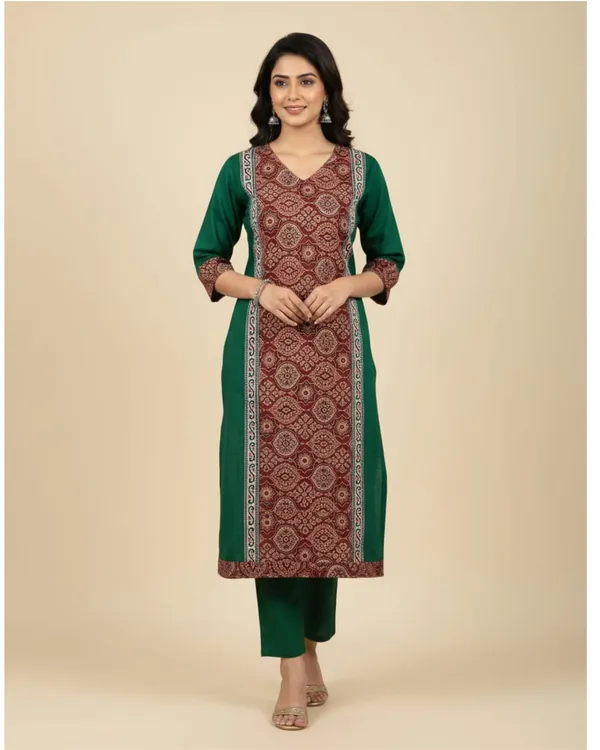 Green_Cotton_Straight_Fit_Geometric_Print_Kurta_Set_For_Women