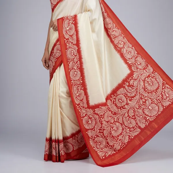 Cream_Red_Bafta_Silk_Floral_Paisley_Saree_For_Women