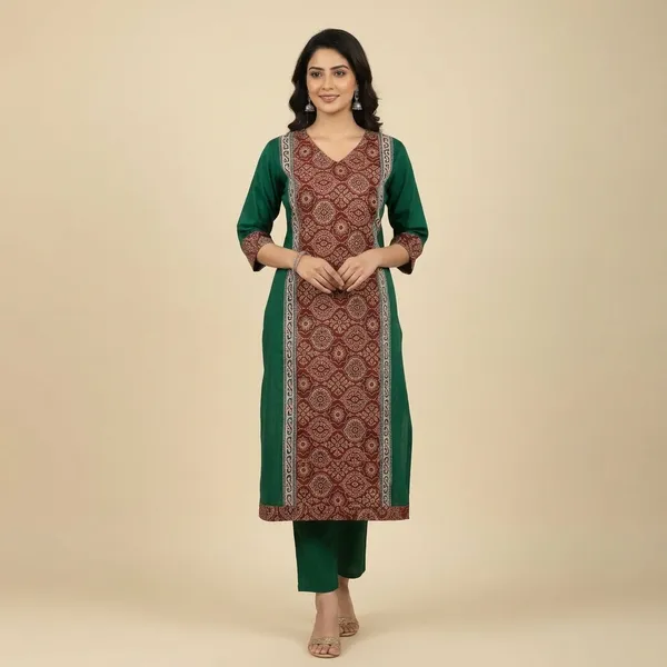 Green_Cotton_Straight_Fit_Geometric_Print_Kurta_Set_For_Women