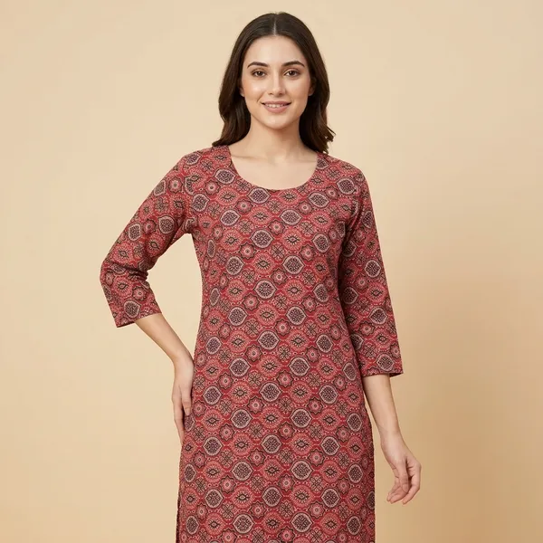 Red_Cotton_Straight_Kurta_For_Women