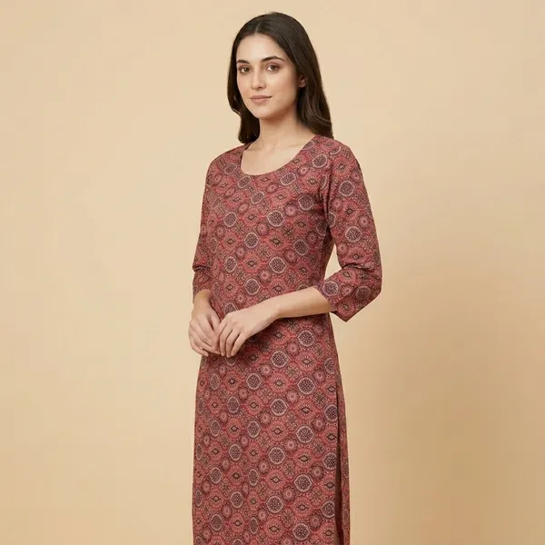 Red_Cotton_Straight_Kurta_For_Women