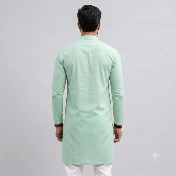 Mint_Green_Cotton_Relaxed_Fit_Mandarin_Collar_Kurta_For_Men