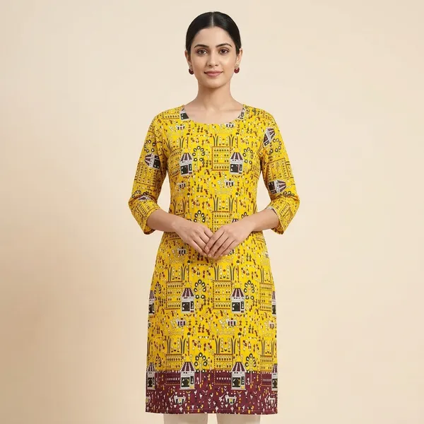 Yellow_Cotton_Straight_Ethnic_Print_Kurta_For_Women