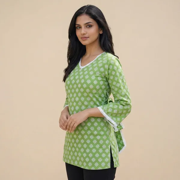 Green_Cotton_Geometric_Print_Tunic_For_Women