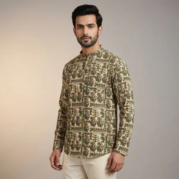 Multicolor_Cotton_Regular_Fit_Peacock_Print_Shirt_For_Men