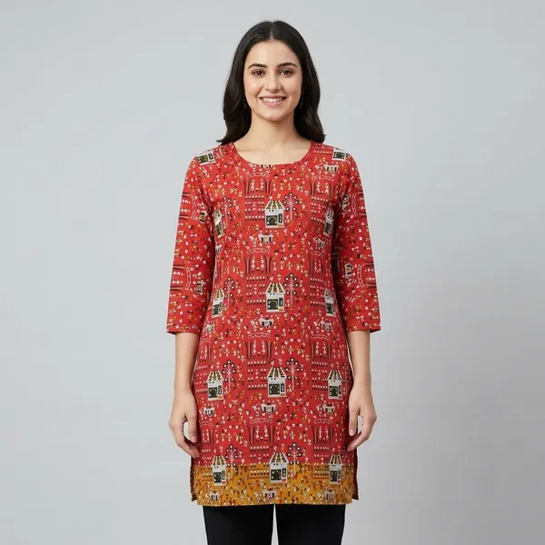 Red_Cotton_Straight_Geometric_Print_Kurta_For_Women